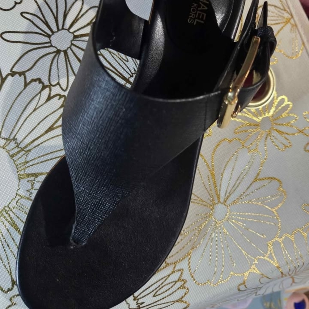 Black Sandals with Gold Buckle